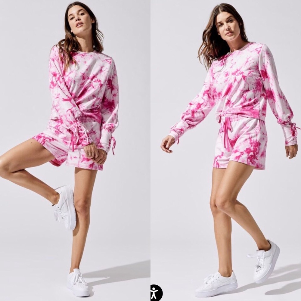 NWT $256 Carbon38 Sweat Set Electric Pink Tie Dye Size Small - Picture 1 of 15